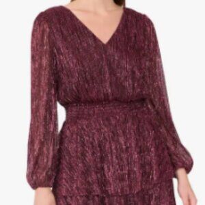 Halogen Metallic Plisse' Tiered Dress-Size Large